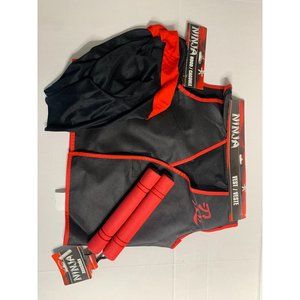 New Ninja 3 Pc Set Num Chucks Full Hood Vest Red Black